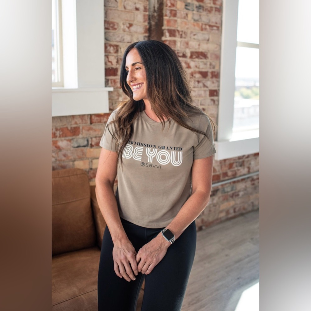 Savvi 'Be You' Graphic Tee in cashew